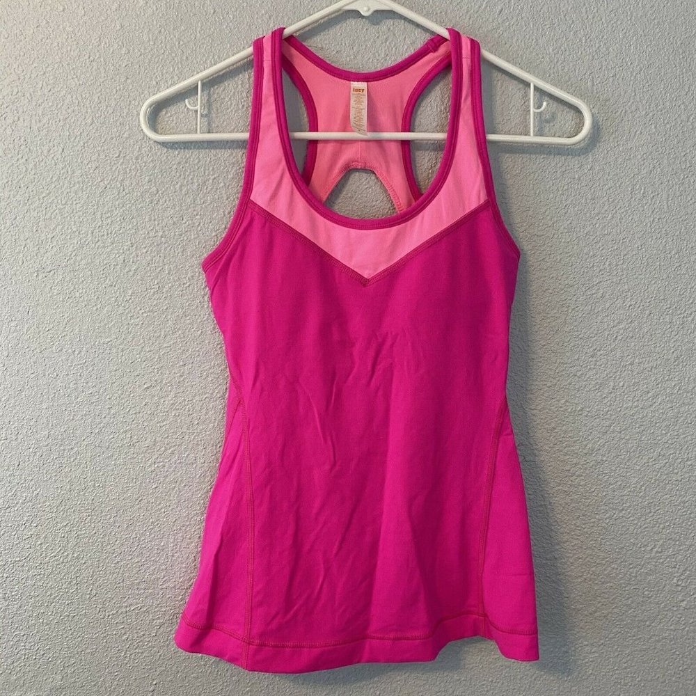 lucy hot pink built in bra racerback workout tank top Size XS